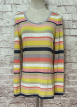 Lou &amp; Grey Womens Knit Top Multicolor Striped Long Sleeve Soft Scoop Neck Size S - £23.05 GBP