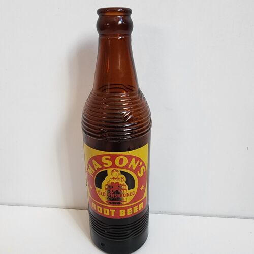 Vintage Mason's Root Beer 10 Oz Bottle Brown Glass Soda Pop - £11.02 GBP