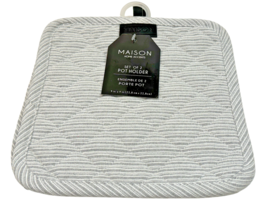 Maison Home Accents Potholder Set (2) Quilted Diamond Pale Gray 72% Cott... - $10.89