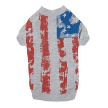 Zack &amp; Zoey America&#39;s Pup Flag-Print Tee Shirt for Dogs, 12&quot; Small, Gray - £17.47 GBP