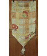 Yellow with Cherries and Apples Woven Table Runner - Vintage Tapestry Ki... - $6.83
