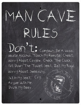 Man Cave Rules Don&#39;t List Aluminum Sign Chalkboard Wall Plaque Decor - £10.12 GBP+