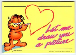 Garfield Cat Postcard Draws A Heart Jim Davis Comic Orange Tabby 1978 Comical - $8.55