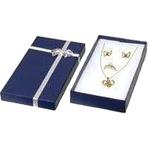 Ring, Chain, Earring Combo Bow-Tie Gift Box Blue 6 1/4&quot;  (Only 1 Box) - £6.14 GBP