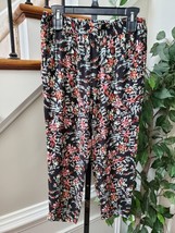 Jessica Simpson Women Black Floral Viscose Comfort Waist Pull On Trouser Pant S - $28.00