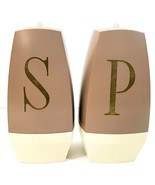 Stanley Home Vintage Ball Point Retro Salt &amp; Pepper Shakers Tan 5&quot; Plast... - $16.82