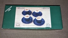 Stoneware Cappuccino Espresso Latte  4 Cups &amp; Saucers Crown Stoneware Th... - $45.53