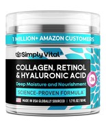 Simplyvital Collagen, Retinol &amp; Hyaluronic Acid Cream - Anti-Aging, 1.7 ... - $37.96