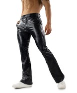 Men's Black Genuine Leather Pant Real Soft Crocodile Print Lambskin Biker Pant - $249.99