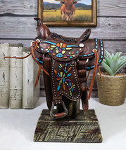 Rustic Western Faux Leather Cowboy Horse Saddle Longhorn Cow Pattern Fig... - £31.92 GBP