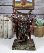 Rustic Western Faux Leather Cowboy Horse Saddle Longhorn Cow Pattern Fig... - $733.58 MXN