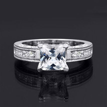 1.3 tcw Brilliant White CZ Princess Cut Promise Engagement Ring Fine Silver - £44.26 GBP