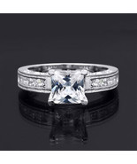 1.3 tcw Brilliant White CZ Princess Cut Promise Engagement Ring Fine Silver - $74.56 CAD