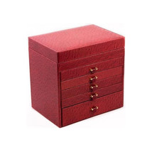 International Red Ostrich Leather Jewelry Chest - $336.32