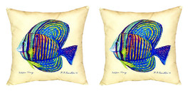 Pair of Betsy Drake Sailfin Tang - Yellow No Cord Pillows 18 Inch X 18 Inch - £62.21 GBP