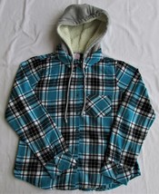 No Boundaries Girl&#39;s Flannel Shirt w/Sherpa Hood Size Medium (7-9) - £9.44 GBP