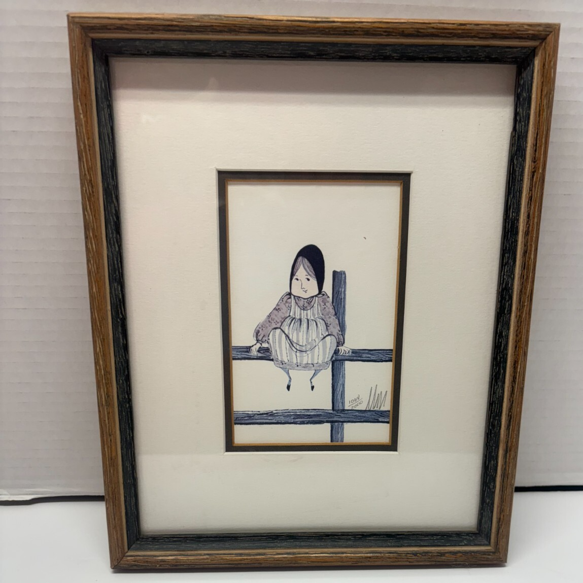 P Buckley Moss Amish Girl On Fence Matted &amp; Framed Print - $29.70