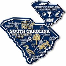 South Carolina State Map Giant &amp; Small Magnet Set by Classic Magnets, 2-Piece Se - £7.28 GBP