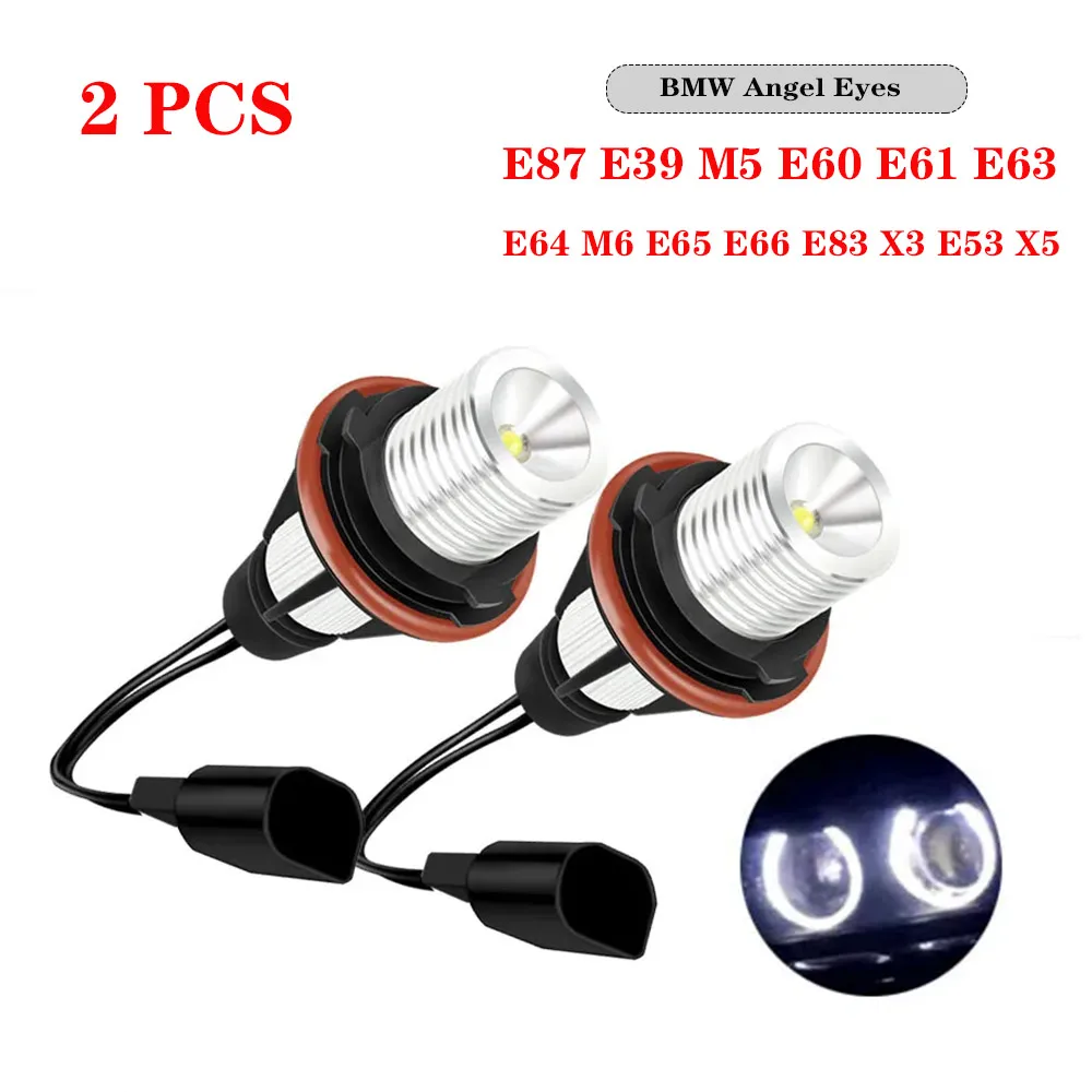 2pcs LED Angel Eyes Marker Lights Bulbs Lamp for BMW E87 E39 M5 E60 E61 E63 E64 - £13.93 GBP