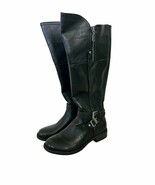 G By Guess Womens 6.5M Tall Riding Boots WIDE CALF Black Zip Up ggHEYLO-WC - $19.79