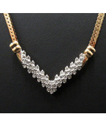 Stunning 14K Yellow Gold 51 Diamonds V-shape Necklace 10.4gr 18&quot; Herring... - €690,98 EUR