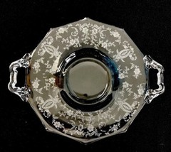 Vtg New Martinsville Viking Elegant Etched Glass Prelude Handled Plate 8.5&quot; B10 - £12.74 GBP