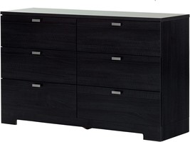 Black Onyx With Matte Nickel Handles 6-Drawer Double Dresser By South Shore - £228.39 GBP