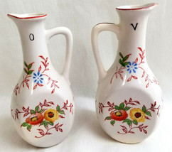 Oil &amp; Vinegar Cruets Bottles Decanter Handpainted Vintage Floral Design ... - $600.48 MXN