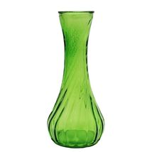 Transparent Lime Green Colored Twisted Glass Vase H = 6 Inch in Vintage ... - $14.84