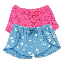 DKNY Girls Shorts Pack of 2 with Waistband Drawstring Beautiful Crochet ... - £18.46 GBP