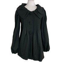 Matty M Womens Coat Black XS Bishop Sleeves Pleated Large Buttons Lined ... - $34.65