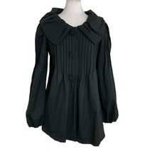 Matty M Womens Coat Black XS Bishop Sleeves Pleated Large Buttons Lined Goth - £27.18 GBP