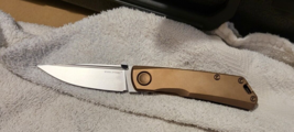 Real Steel Luna Eco Folding Knife 2.8″ K110 Steel Blade Bronze Stainless... - $43.99