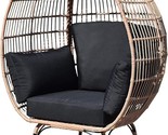 Oversized Wicker Egg Chair: Lounger With 4 Cushions, 440Lb Capacity, Out... - $629.99