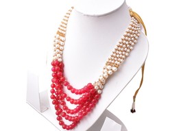 Multi Strand 5 Mehrlagig Labor Erstellt Perlen Modisch Halsband Party Kleidung - £28.07 GBP