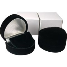 2 Heart Earring Gift Boxes Black Showcase Display - £6.55 GBP