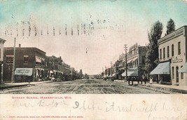 Marshfield Wisconsin ~ Street Scene-Dirt Rd-Storefronts-Eagle Hotel ~1905 - £6.73 GBP