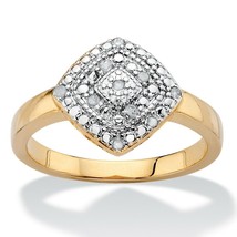 PalmBeach Jewelry 1/10 TCW Diamond Pave-Style Gold-Plated Squared Cluster Ring - £43.94 GBP