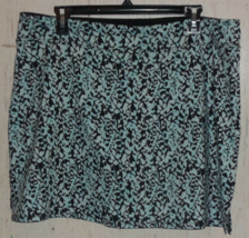 Excellent Womens Tranquility Black W/ Leafy Vines Pull On Knit Skort Size Xl - £20.07 GBP
