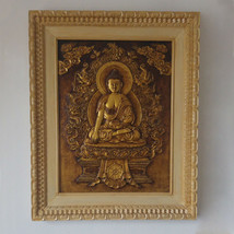 Tibetan Buddhist Shakyamuni Buddha Clay Painting 31&quot; - Nepal - $479.99