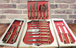 Vintage Sheffield 19 Piece Treasure Chest Stainless Steel Cutlery Servin... - $37.01
