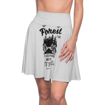 Women&#39;s Black and White Forest Illustration Skater Skirt - £29.89 GBP+