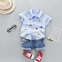 Children&#39;S Clothing Summer Boys 1-4 Years Old Baby Children Lapel Shirt Short-Sl - £24.51 GBP