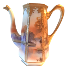 Moriage Pitcher Nippon Gilded Hand Painted Scene Trees No Lid - £44.30 GBP