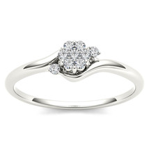 10K White Gold 0.09 Ct Natural Diamond Wedding Engagement Ring - £166.41 GBP