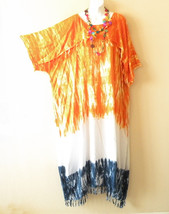 KD363 Floral Hand Painted Batik Kaftan Caftan Kimono Hippy Maxi Dress up... - £23.87 GBP