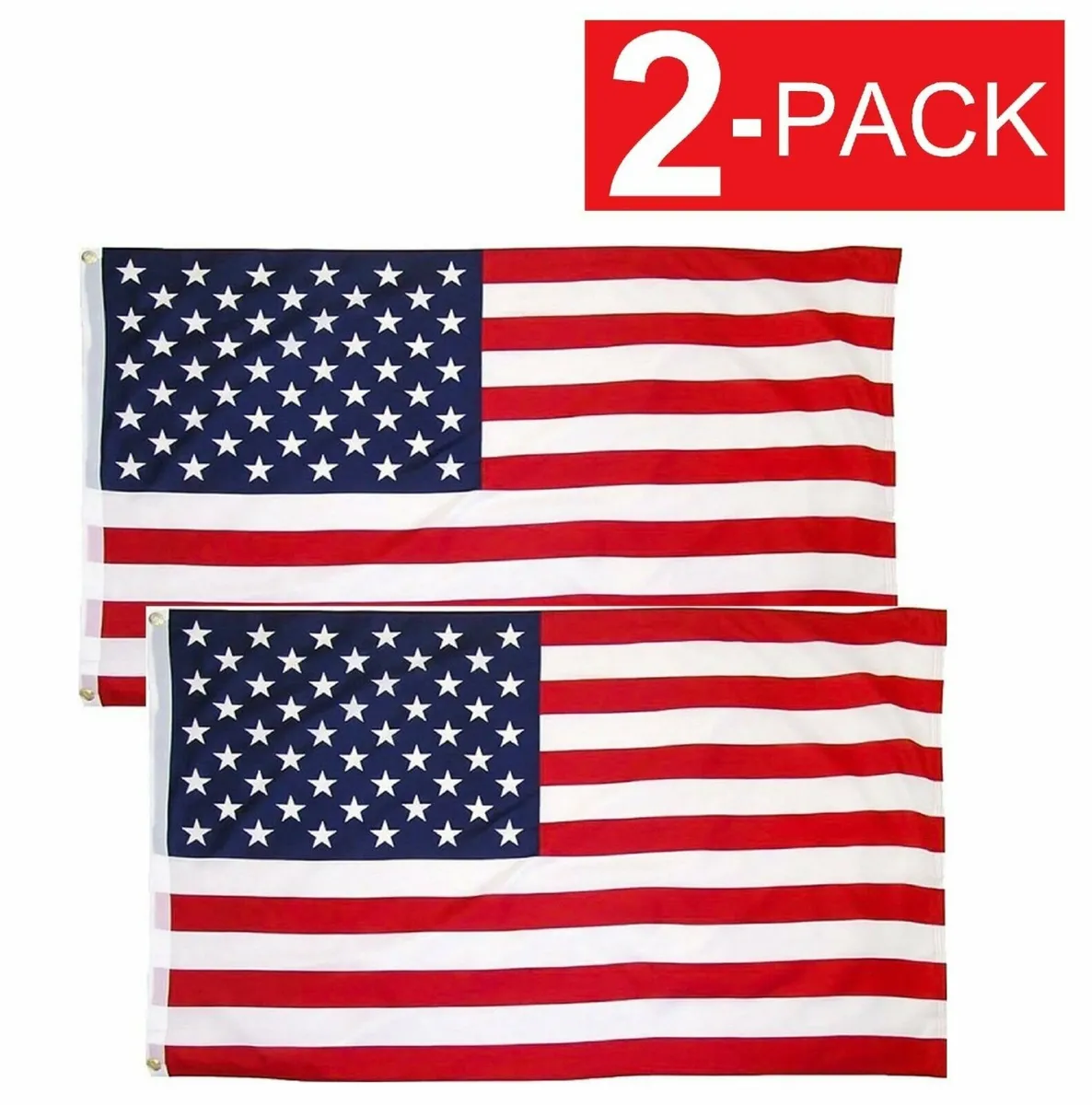 2x3 American Flag w/ Grommets USA United States of America US Flags 2 Pack - $25.00