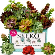 Seeko Fake Succulents - 15 Pack - Premium Fake Succulent Plants - Realistic Fake - £35.25 GBP