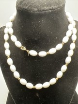 Monet Faux Egg Pearl and Gold Tone Beads Necklace - £10.22 GBP