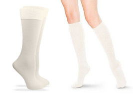 Jefferies Socks Womens Microfiber Nylon Ivory Tall Trouser Knee High Dress 1PK - £6.40 GBP